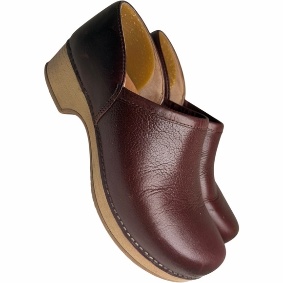 Dansko Brenna EU 38 Cordovan Milled Leather Clogs Womens Comfort Nurse - Picture 13 of 14